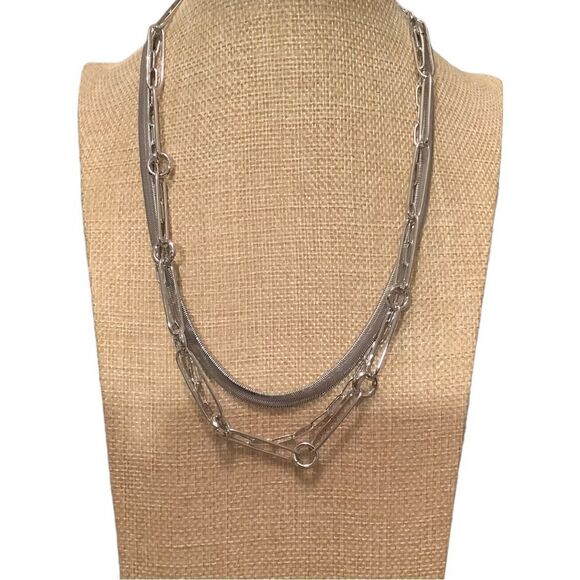Silver tone three layer necklace. NWOT - Picture 1 of 2